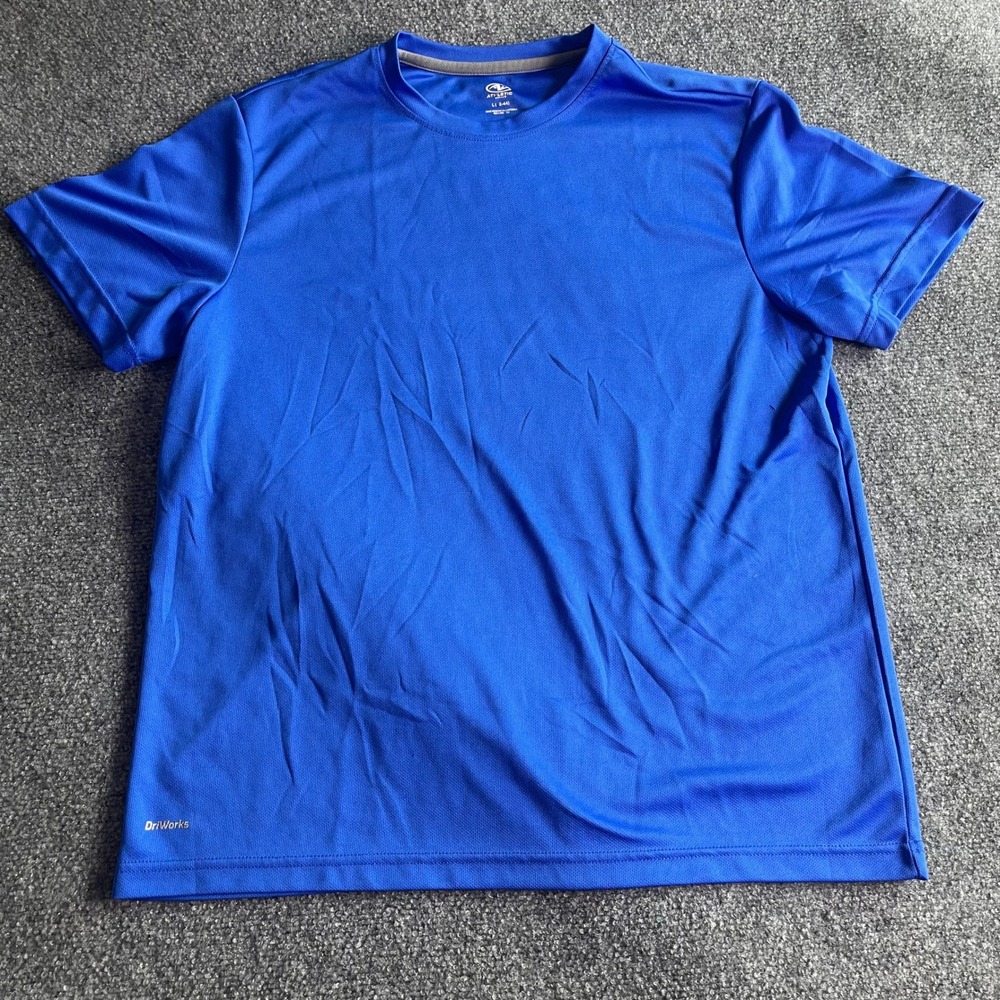 Athletic Works Mens DriWorks Performance T-Shirt Royal‎ Blue Large Short Sleeve